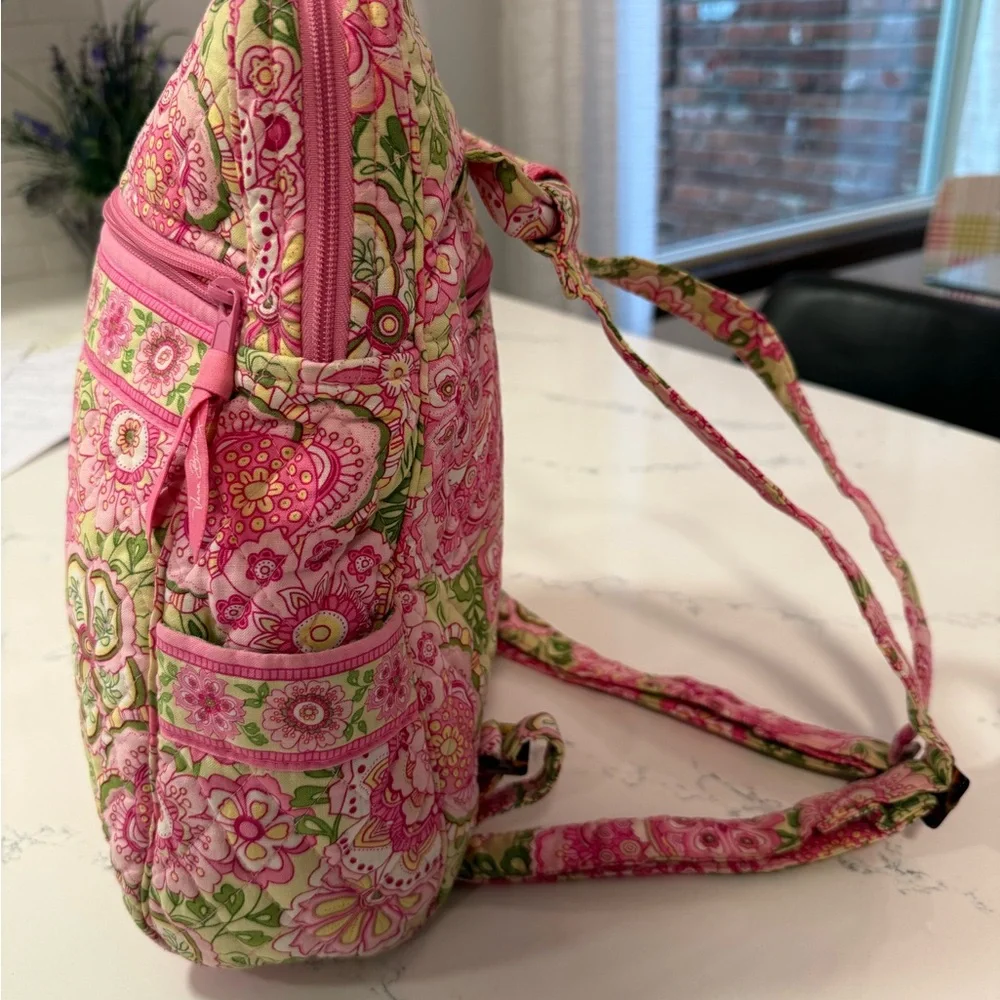 Vera Bradley Pink and Green Floral Backpack - Picture 2 of 6